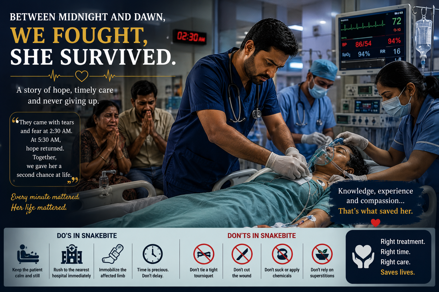 Between Midnight and Dawn: The Night We Refused to Give Up A true-to-life story of a snakebite, a desperate family, and the precious hours that made the differ